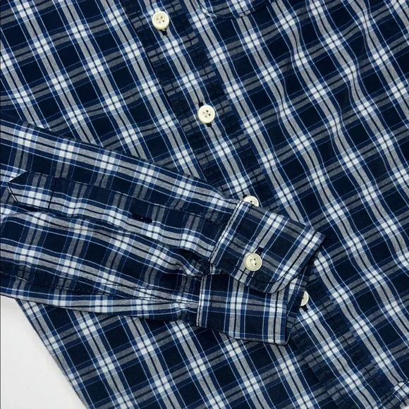 Abercrombie & Fitch Men's Navy Checkered Shirt - Picture 3 of 11